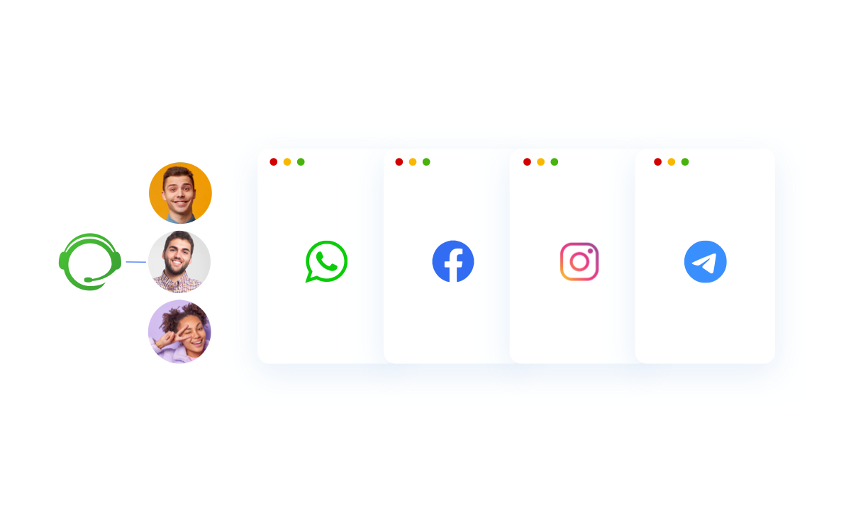 Canales principales que agrupa LiveConnect® : Facebook, Instagram, WhatsApp y sitio web