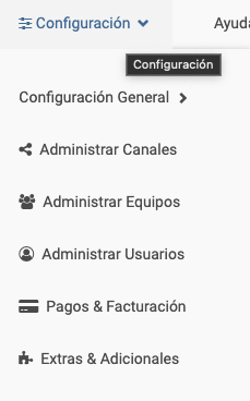 ubicación de menu administrar chatbots