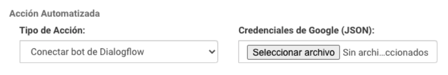 ubicación de zona donde se agrega la integración con dialogflow
